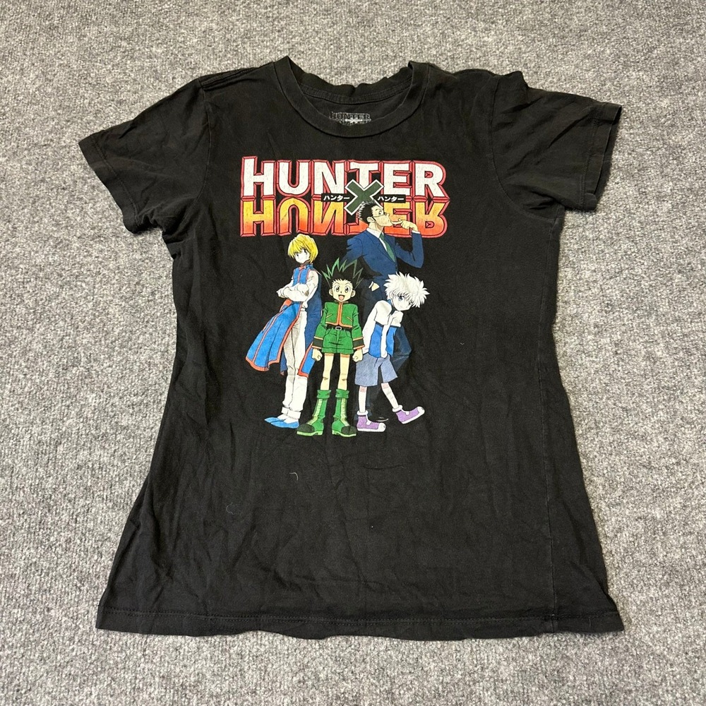 Hunter x Hunter Shirt Womens Size Medium Black Graphic Anime Cotton Short Sleeve